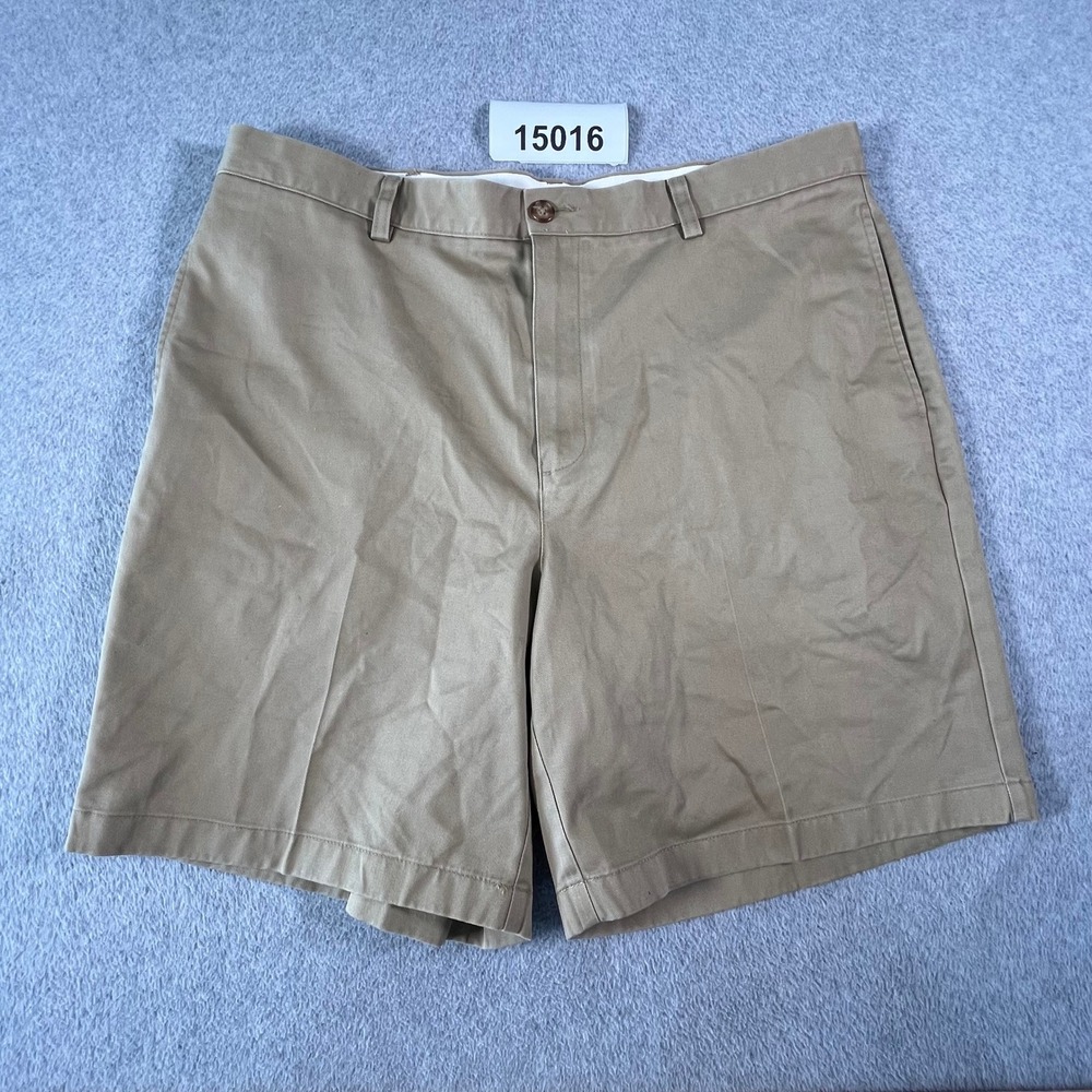 L.L.Bean Chino Shorts Mens 37 Tan Excellent Natural Fit Cotton Flat Front preppy